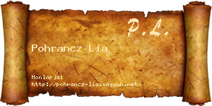 Pohrancz Lia névjegykártya